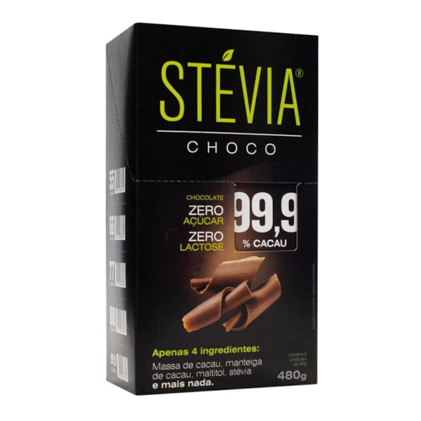 Chocolate 99% Cacau Display 6x80g Stévia Choco