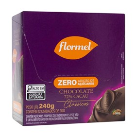 Chocolate Amargo 72% Zero Açúcar Display 12X20g Flormel