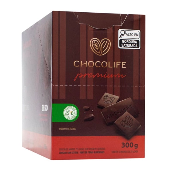 Chocolate Premium 71% Cacau Display 12X25g Chocolife