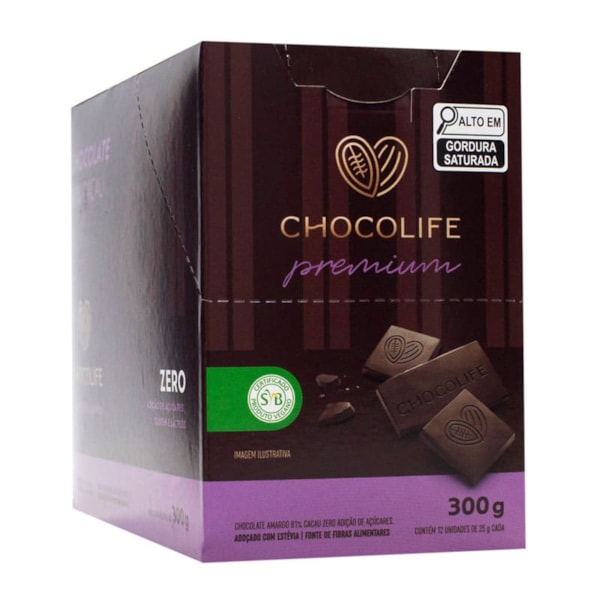 Chocolate Premium 81% Cacau Display 12X25g Chocolife