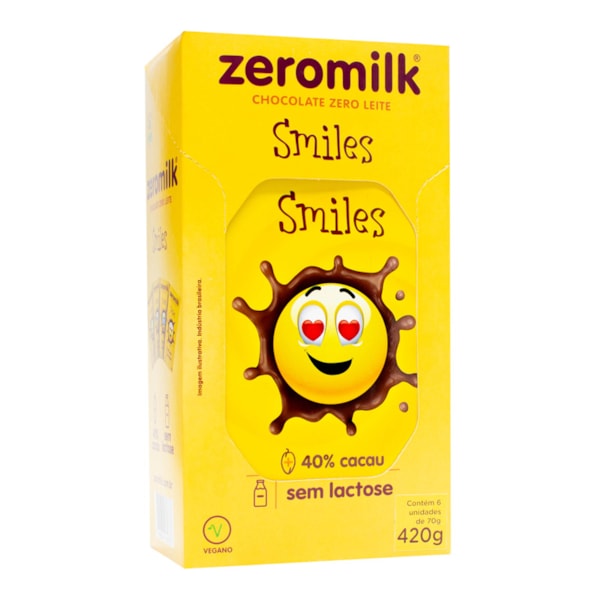 Chocolate Zero Lactose Puro Smile Display 6X70g Zeromilk