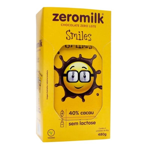 Chocolate Zero Lactose Puro Smile Display 6X80g Zeromilk