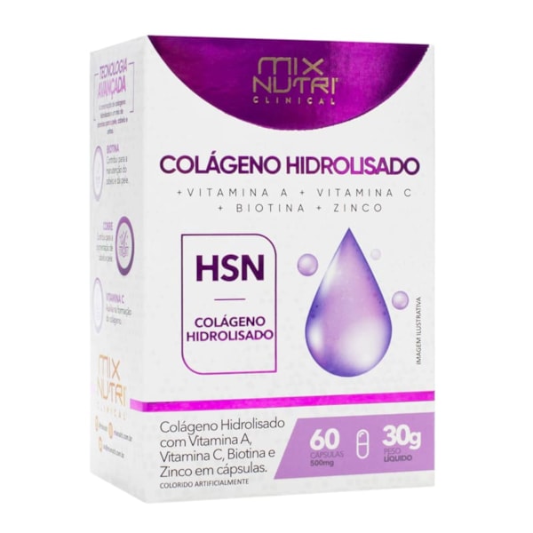 Colágeno Hidrolisado 60Caps 500mg Mix Nutri