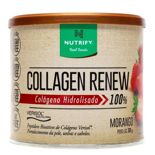 Colágeno Hidrolisado Renew sabor Morango 300g Nutrify