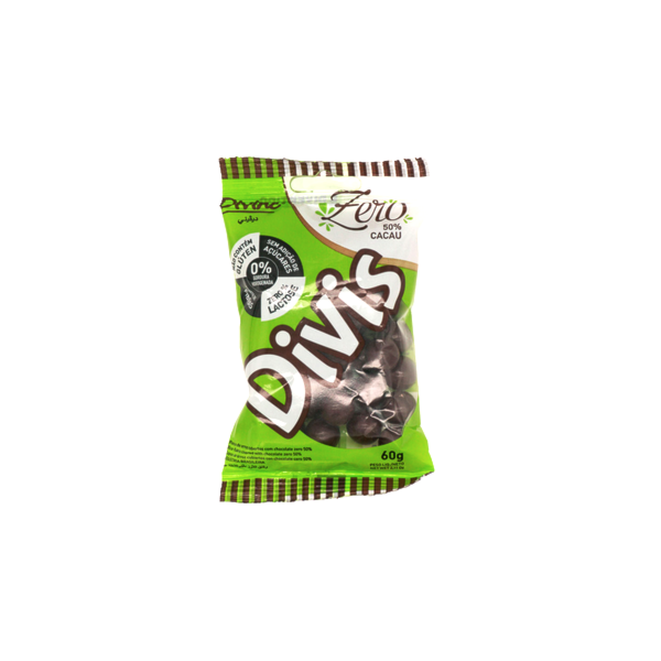 Confeito Coberto com Chocolate 50% Cacau Zero Divis 60g – Divine