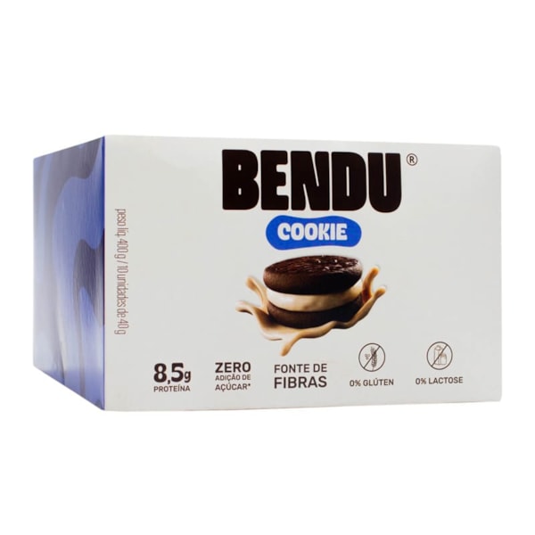 Cookie Recheado Sabor Chocolate c/ Baunilha Zero Açúcar Display 12x38g Bendú