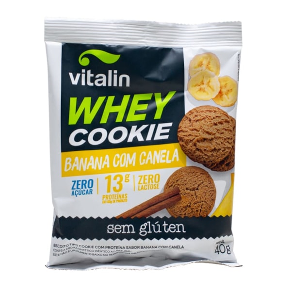 Cookies Banana Com Canela E Whey S/ Glúten 40g Vitalin