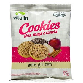 Cookies Chia c/ Maçã e canela SEM GLÚTEN 30g - Vitalin