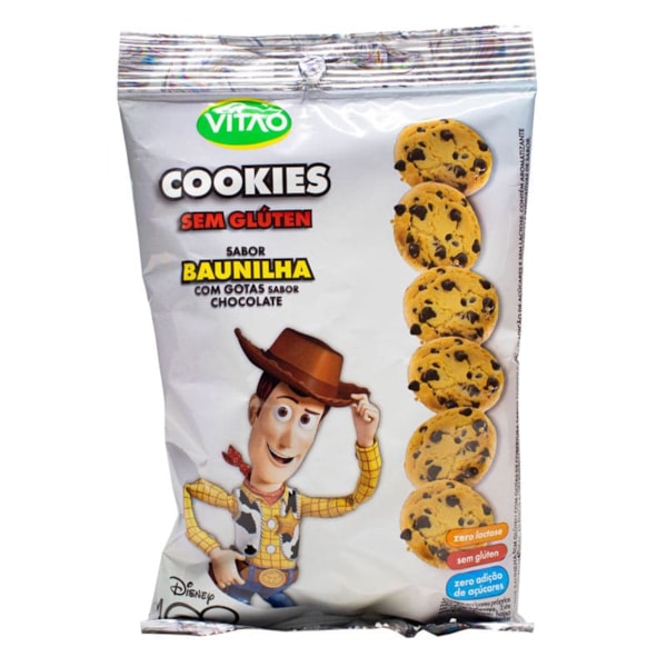 Cookies De Baunilha Com Gotas De Chocolate S/ Glúten E S/ Lactose Disney 60g Vitao