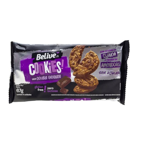 Cookies Double Chocolate Zero Açúcar, Glúten E Lactose 67g Belive