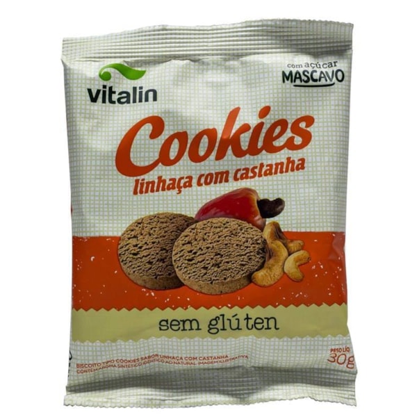 Cookies Linhaça Com Castanha S/Glúten 30g Vitalin