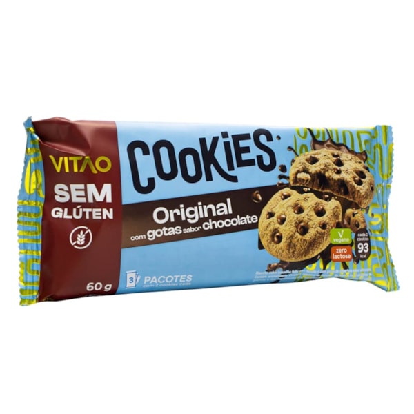 Cookies Original C/ Gotas Sabor Chocolate S/ Glúten 60g Vitao