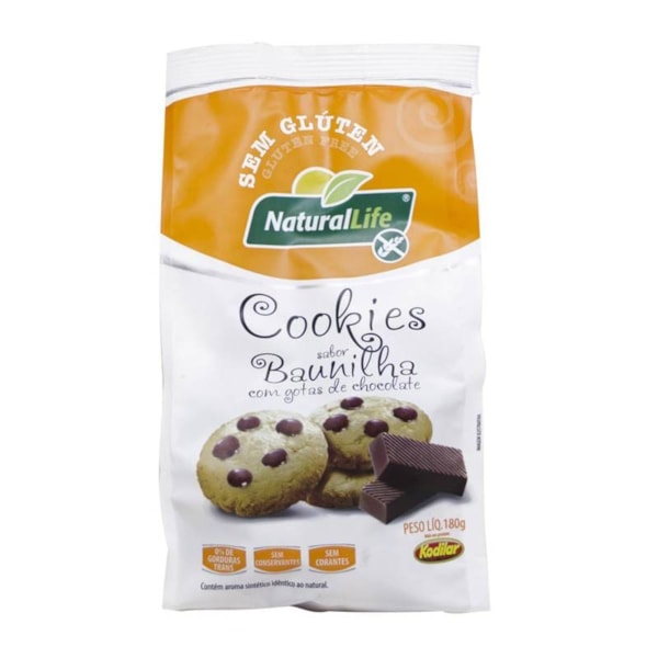 Cookies s/ Gluten sabor Baunilha c/ Gotas de Chocolate 180g - Natural Life