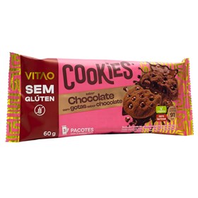 Cookies Sabor Chocolate C/ Gotas Sabor Chocolate S/ Glúten 60g Vitao