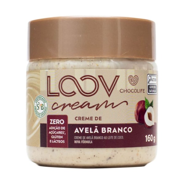 Creme Branco de Avelãs ao Leite de Coco Loov 160g Chocolife