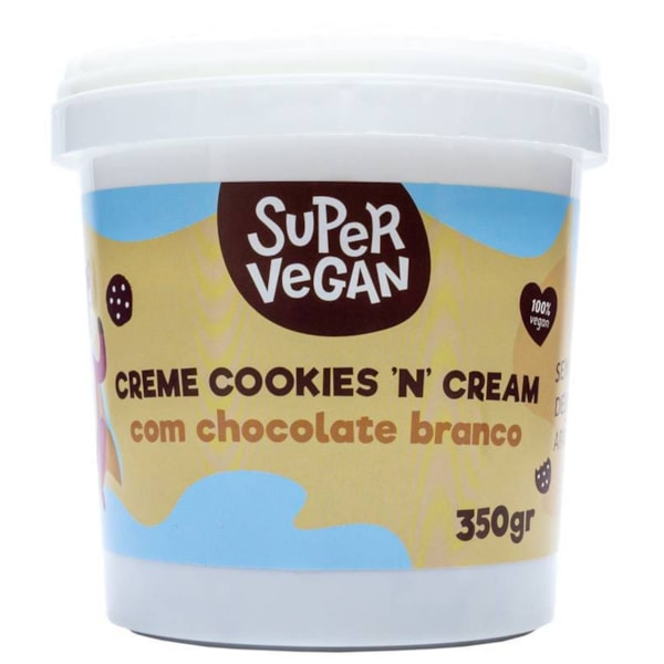 Creme Cookies 'N' Cream Com Chocolate Branco 350g Super Vegan