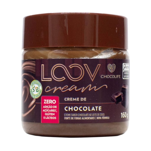 Creme Sabor Chocolate ao Leite de Coco Loov 160g Chocolife