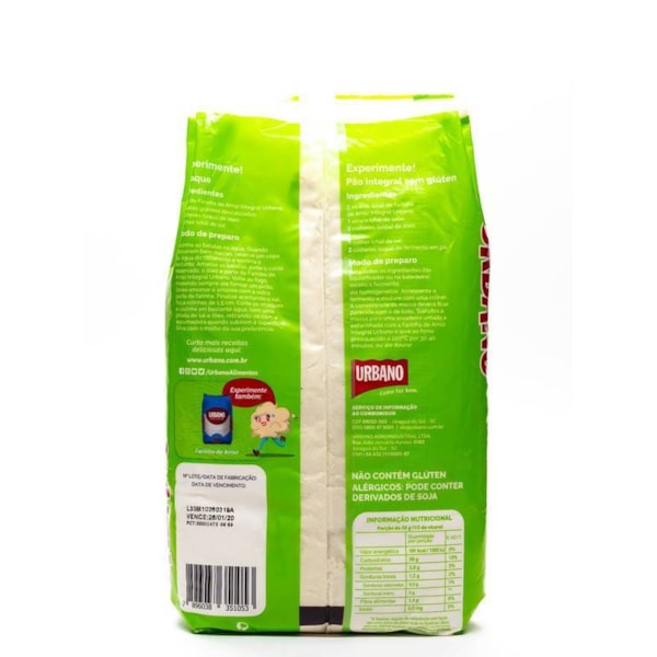 Farinha de Arroz s/glúten Integral 1Kg Urbano