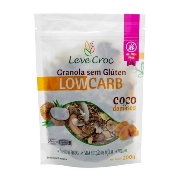 Granola com Coco e Damasco Low Carb 200g - Leve Crock