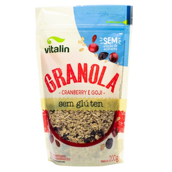 Granola Integral de Cranberry e Goji Zero Açúcar 200g - Vitalin