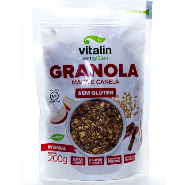 Granola Integral de Maçã e Canela 200g - Vitalin