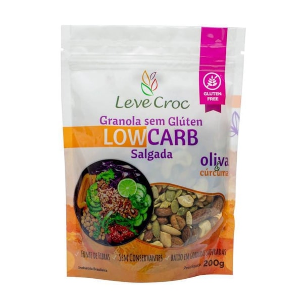 Granola Low Carb Salgada De Oliva E Cúrcuma S/ Glúten 200g Leve Crock