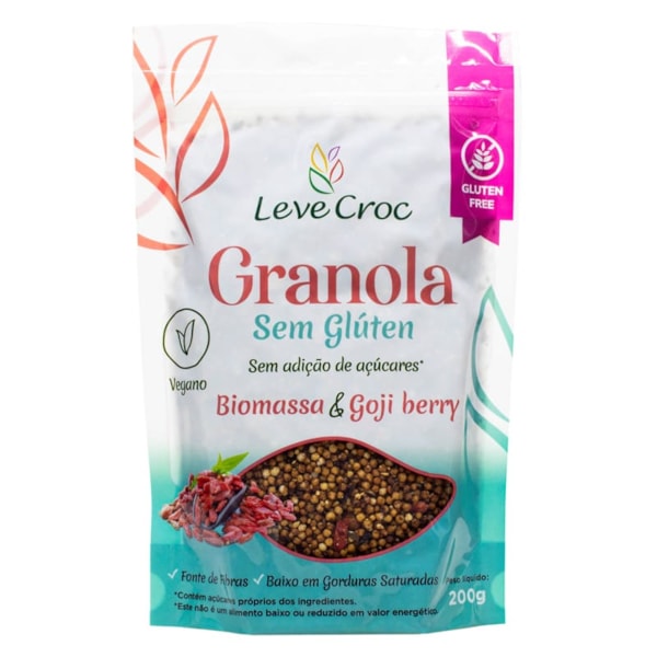 Granola sem Glúten sem Açúcar com Biomassa e Gojiberry 200g - Leve Croc