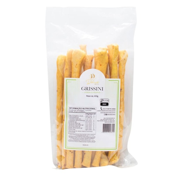 Grissini Sabor Lemon Pepper Pacote 100g Delicê