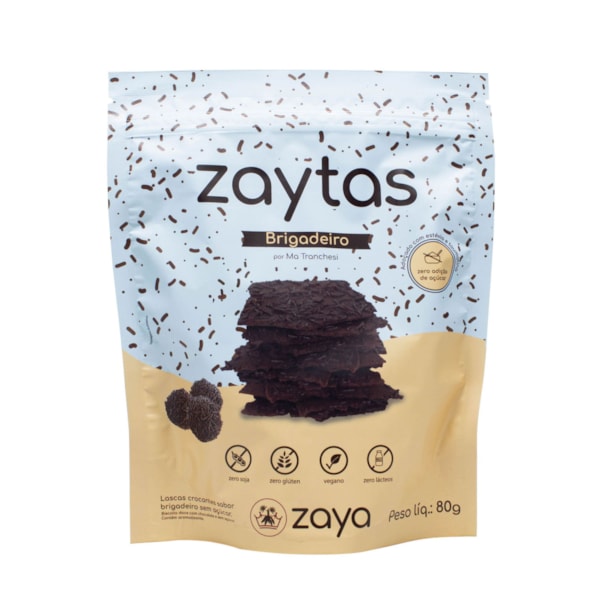 Lascas Crocantes Zaytas Sabor Brigadeiro s/ Glúten Zero Açúcar 80g Zaya