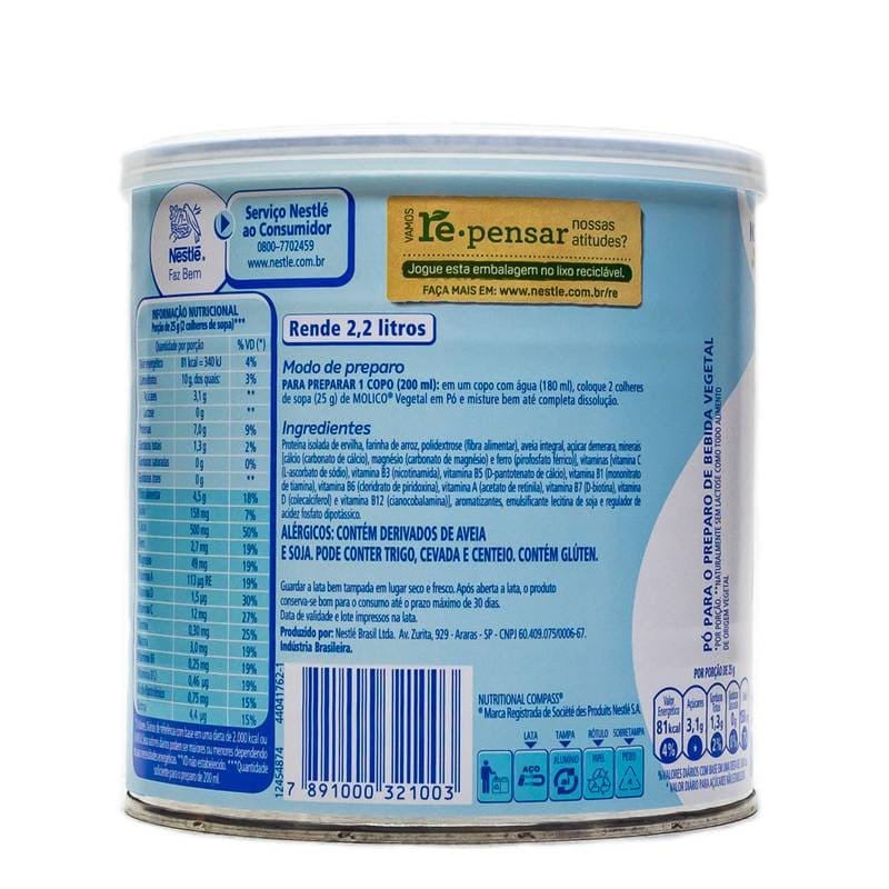 Leite Vegetal Em Pó Qual O Melhor Leite Em Pó Molico Origem Vegetal 280g Nestlé