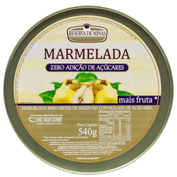 Marmelada Zero Açúcar 540g Reserva De Minas