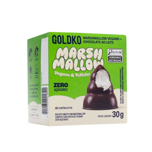 Marshmallow Vegano + Chocolate Ao Leite Zero Açúcar 30g Goldko