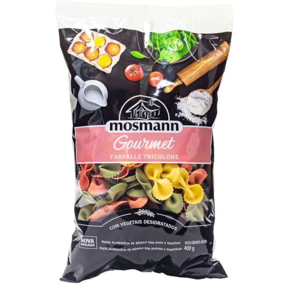 Massa Caseira Farfalle C/ Vegetais Tricolore 400g - Mosmann