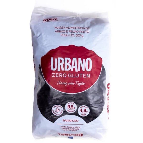 Massa de Arroz e Feijão Preto s/ Glúten Parafuso 500g – Urbano