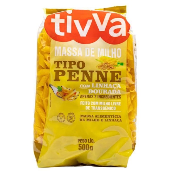 Massa de Milho Penne c/ Linhaça Dourada s/ Glúten 500g Tivva