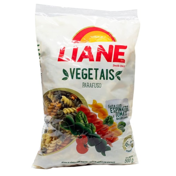 Massa De Sêmola Parafuso Com Vegetais 500g Liane