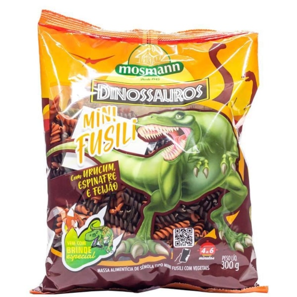 Massa Mini Fusili Com Vegetais Dinossauro 300g Mosmann