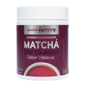 Matchá Em Pó C/ Colágeno Sabor Hibiscus 200g Apisnutri