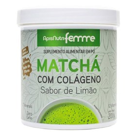 Matchá Em Pó C/ Colágeno Sabor Limão 200g Apisnutri Femme