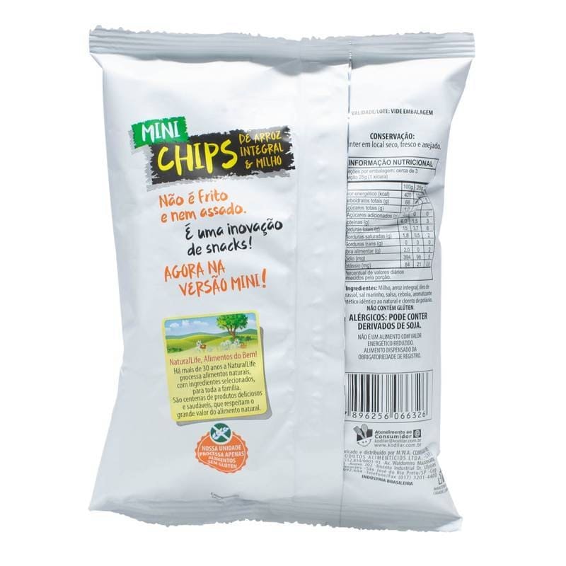 Mini Chips Integral De Arroz E Milho Sabor Cebola E Salsa 35g Natural Life 