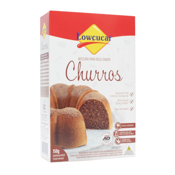 Mistura em Pó Para Bolo Sabor Churros s/ Açúcar 150g Lowçucar