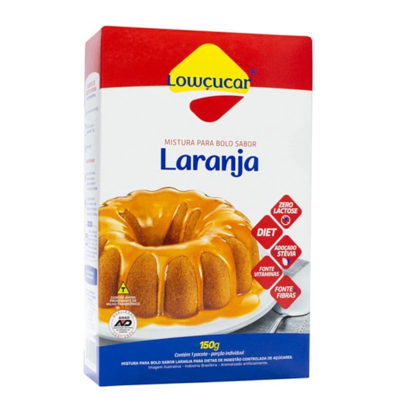 Mistura Em Pó Para Bolo Sabor Laranja S/ Açúcar 150g Lowçucar