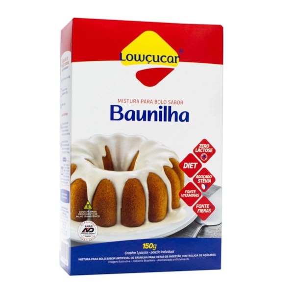 Mistura em Pó Para Bolo Sabor Sabor Baunilha s/ Açúcar 150g Lowçucar