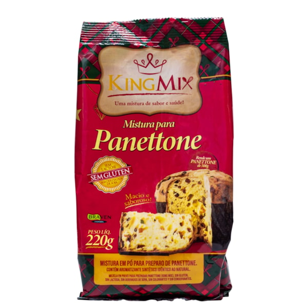 Mistura Para Panetone Em Pó S/ Glúten 220g King Mix