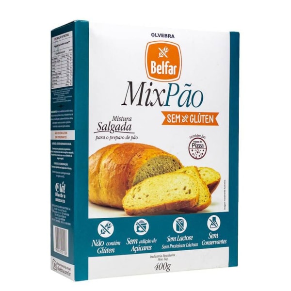 Mix Para Pão Belfar Sem Glúten 400g Olvebra