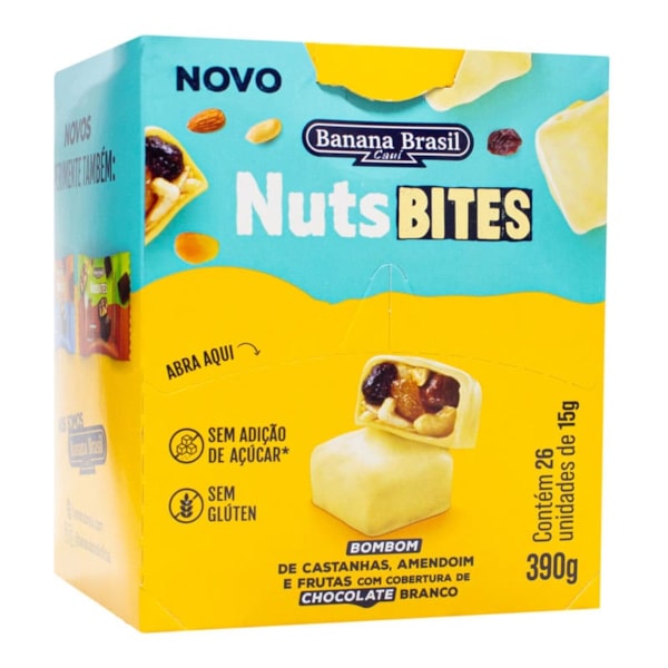 Nutsbites Mini Frutas E Chocolate Branco Display 26X15g Banana Brasil