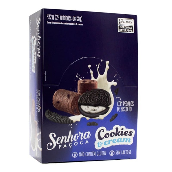 Paçoca Com Cookies And Cream Display 24X18g Senhora Pipoca