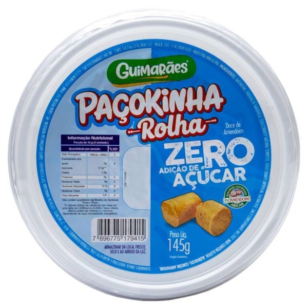 Paçoca Rolha Zero Pote 145g Guimarães