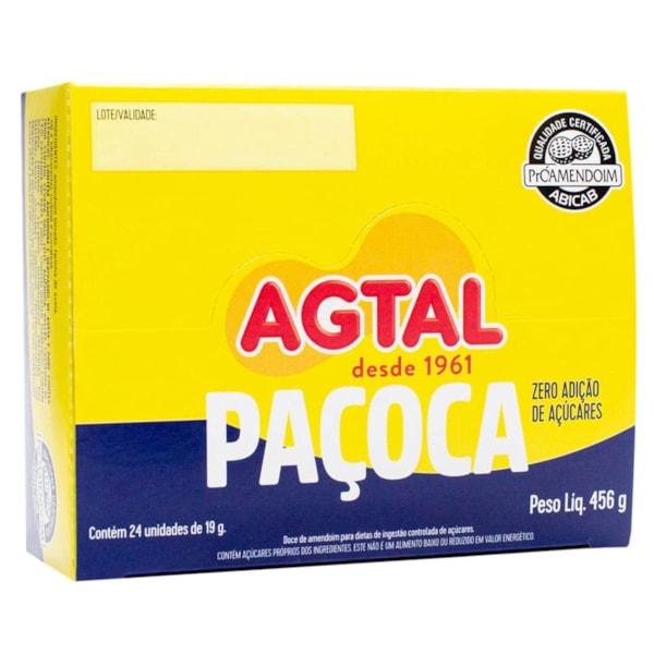 Paçoca Zero Açúcar Display 24X19G Agtal