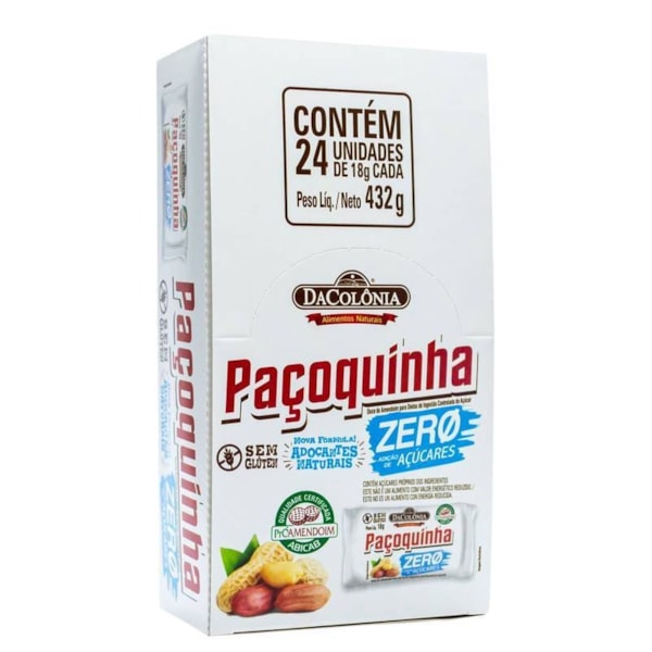 Paçoquinha Zero Adição Açúcares Display 24x18g - Dacolonia